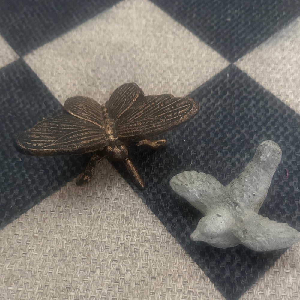Bronze and Gray Insect and Bird Decor